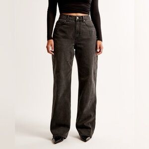 Abercrombie Curve Love Loose High Rise Jeans Washed Black Size 28 90s Y2K Style